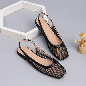 Xuanhui ретро летние дышащие сетчатые туфли на плоской подошве женские повседневные туфли-лодочки черные рабочие туфли на плоской подошве - Product Image 1