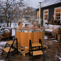 Bain à remous en bois Warmfire, cèdre rouge canadien, 4 personnes, chauffage externe 8KW, cheminée électrique, spa extérieur pour jardin