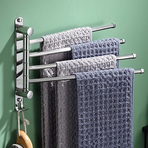 Toallero de Pared Moderno de Acero Inoxidable de 60 cm con Gancho, Acabado Cromado, Toallero Doble para Baño - Product Image 2