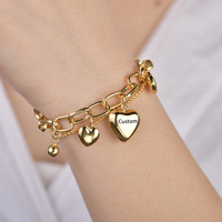 Pulsera de Acero Inoxidable con Barra de Nombre Personalizada y Corazón, Regalo Doble Personalizado para Mujeres y Hombres, UIONEN 1937, Chapado en Oro/Plata Clásico