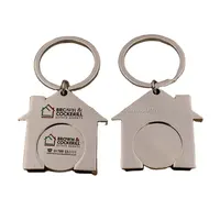 House shape shopping cart coin keychain trolley coin keyring wholesale