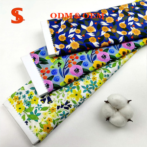 ผ้าฝ้ายออร์แกนิค Liberty ทอลายป๊อปลิน พิมพ์ลายดอกไม้สีเหลืองเล็กๆ สีน้ำเงินล้วน สำหรับชุดเดรสเด็กผู้หญิง สวมใส่สบายๆ - Product Image 1