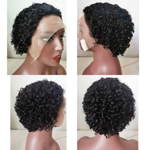 Antimi Hair Wholesale 13X4 HD Lace Front Free Part Pixie Cut Peluca <span class=keywords><strong>de</strong></span> cabello humano Corto rizado Bob Pelucas para mujeres negras Cabello brasileño - Product Image 2