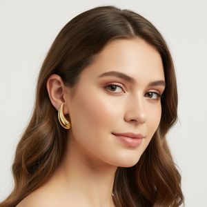 Pendientes de hoja dorada con pedrería para mujer, joyería de fiesta, accesorios de moda - Product Image 4