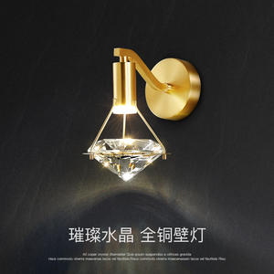 Applique Murale LED en Cuivre et Cristal Style Nordique, Design Moderne de Luxe pour Chambre, Salon, Couloir - Product Image 5