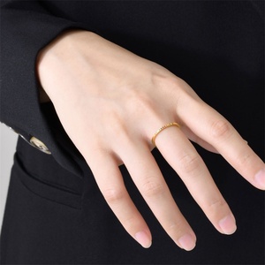 Fashion Gold Plated rainbow Color Zircon Charm Dainty Stainless Steel <b>Thin</b> <b>Ring</b> - Product Image 4
