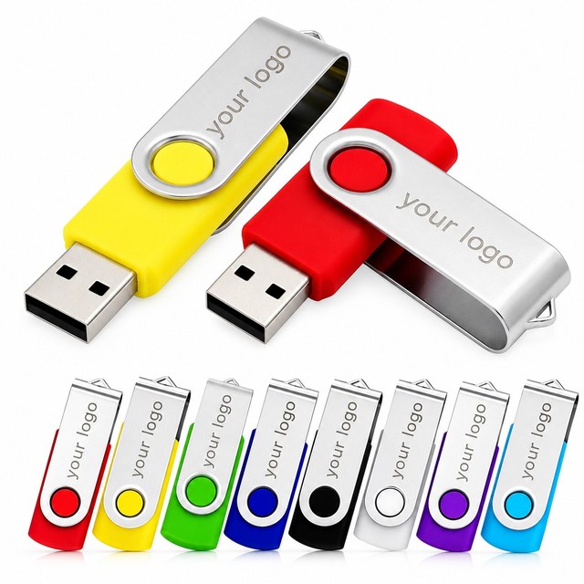 Custom Logo USB Flash Drive Swivel Metal USB Memory Stick Promotional Memory Stick Corporate Gift USB Drive