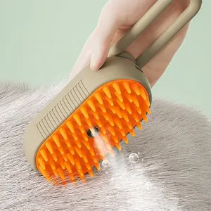 GeerDuo Rechargeable Steamy Spray Cat Comb Self Cleaning Massage Dog Grooming Brush for Pet Tangled and Loose Hair Shedding