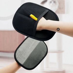 Gants anti-poils pour animaux de compagnie, tissu noir, pour toilettage des chats et des chiens - Product Image 2