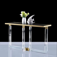 Table basse moderne scandinave en acrylique transparent avec structure en acier inoxydable, durable et écologique, meubles pour la maison