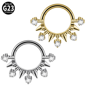 Anneau à clous en titane F136 et anneau clicker en CZ |   Bijoux <span class=keywords><strong>de</strong></span> piercing punk pour les oreilles et le <span class=keywords><strong>nez</strong></span>, pour les studios et les détaillants - Product Image 5