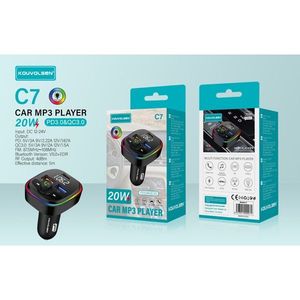 เครื่องเล่น MP3 ในรถยนต์ KOUVOLSEN C7 กำลังไฟ 20W รองรับการชาร์จเร็ว PD3.0 และ QC3.0 ผลิตในจีน บรรจุภัณฑ์กล่อง - Product Image 1