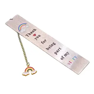 High Quality Gift Custom Logo New Design Brushed Stainless steel brass Metal Tassel Bookmark for Europe and America