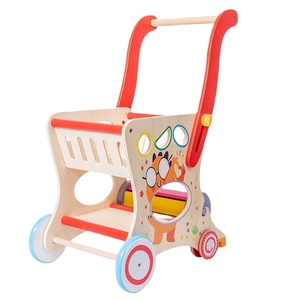 รถเข็นไม้สำหรับเด็กหัดเดินของเล่นรถเข็นซื้อของในซูเปอร์มาร์เก็ตขนาดเล็กบล็อกตัวต่อทรงเรขาคณิตสำหรับเด็กวัยหัดเดินเด็กผู้ชายและเด็กผู้หญิง - Product Image 5