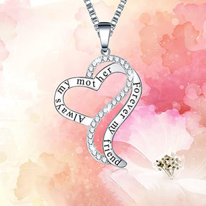 Collana con Ciondolo a Cuore Personalizzato per Donne, Doppio Cuore, Regalo di Compleanno per Mamma, Gioielli - Product Image 2