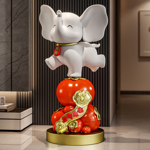 Grande figurine d'éléphant sur pied, sculpture porte-bonheur pour salon, entrée, cadeau de pendaison de crémaillère, décoration - Product Image 3