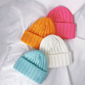 Baby Kinder Winter mütze stricken Baumwolle Kinder gestrickt Mütze warme Hüte Baseball mütze Knithats