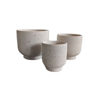 Pot de fleurs d'intérieur moderne et écologique en fibrociment 100 % recyclé, surface terrazzo beige, pour exposition, maison et jardin