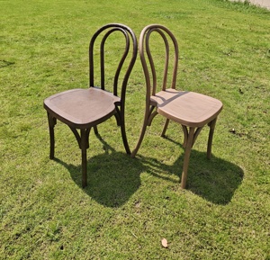 Silla de madera curvada de resina apilable al aire libre para Banquete de boda de hotel restaurante <span class=keywords><strong>vintage</strong></span> moderno con grano de madera - Product Image 2