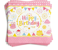 Serviettes en papier jetables pour fête d'anniversaire rose, décoration de table sucrée