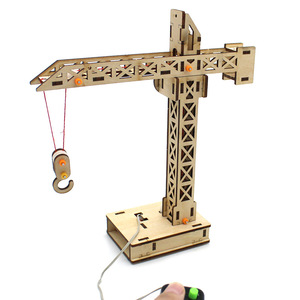 Wooden Crane Model <b>DIY</b> <b>Kit</b> Manual Operation Science Engineering Toy Kids Age 7-9 Years Educational Physics Experiment Geometric - Product Image 1