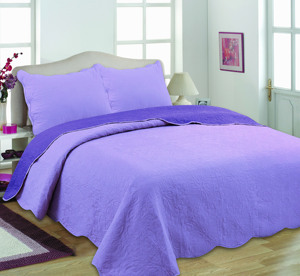 Vente en gros de couvre-lit à ultrasons réversible en microfibre de polyester couvre-lit de couleur unie - Product Image 3