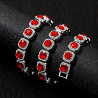 Chaîne cubaine Hip Hop pour homme en verre rouge 12 mm, style Rock Sugar, accessoires tendance pour homme