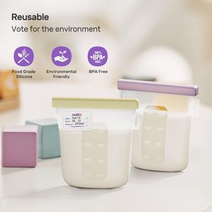 Contenedor de Leche Materna Personalizado, Libre de BPA, Reutilizable, Plegable, Ecológico, Portátil, de Silicona de Grado Alimenticio y Tritán, para Bebés de 0 a 12 Meses - Product Image 2