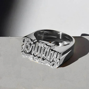 Custom 3D <strong>Name</strong> <strong>Ring</strong> - Personalized 18K Gold Plated Brass Finger <strong>Ring</strong> - Engagement Wedding <strong>Ring</strong> for Women Jewelry Gift - Product Image 3