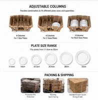 Chariot de transport et de rangement pour assiettes de restaurant, avec colonnes réglables et roulettes pivotantes, en PE de qualité alimentaire