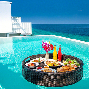 Bandeja de ratán flotante ecológica para piscina, bandeja de natación impermeable con diferentes formas para el <span class=keywords><strong>desayuno</strong></span> del Hotel para el ocio al aire libre - Product Image 4