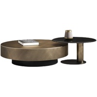 Moderner Luxuriöser Runder Couchtisch für Kleine Wohnungen Edelstahl Bronze Wohnzimmer Couchtisch Kombination