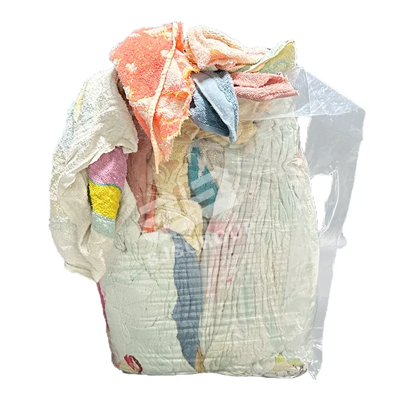 ผ้าขี้ริ้วผ้าฝ้ายเทอร์รี่สำหรับทำความสะอาดอุตสาหกรรมผ้าเทอร์รี่หลากสีบรรจุในกล่องขนาด10กก.