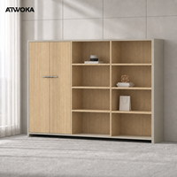 Armoire de rangement de bureau ATWOKA en chêne, à deux portes verrouillables, avec huit étagères ouvertes pour salle de direction, mur de classement
