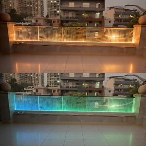 Barandilla <span class=keywords><strong>de</strong></span> Balcón <span class=keywords><strong>de</strong></span> Vidrio sin Marco, Diseño Americano Popular, con Iluminación LED, Barandilla <span class=keywords><strong>de</strong></span> Aluminio <span class=keywords><strong>para</strong></span> <span class=keywords><strong>Terraza</strong></span>, Barandilla <span class=keywords><strong>de</strong></span> Vidrio <span class=keywords><strong>para</strong></span> Villa, Valla <span class=keywords><strong>de</strong></span> Vidrio - Product Image 2