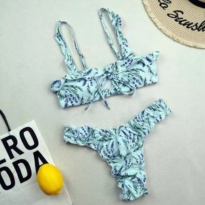 Traje de Baño de Lujo para Niña, Nuevo Diseño, Bikini de Dos Piezas con Estampado Floral, Triangular, con Sujetador Push-Up y Braguita de Baño - Product Image 3