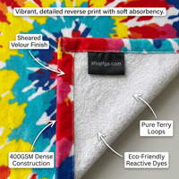 Luxury 400GSM 100% Cotton Velour Beach Towel - Super Absorbent Quick Dry, Double Sided, Custom Print for Sports & Travel