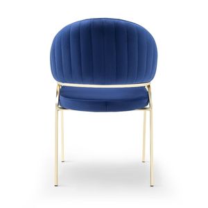 Silla de Comedor Moderna Rosse de Metal, Diseño Minimalista Tapizado, Muebles para el Hogar, Asiento de Terciopelo Azul, Estructura Dorada, Turquía - Product Image 3