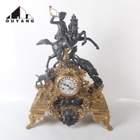QUYANG décor à la maison de luxe classique horloge de bureau Antique français or laiton Bronze femme Sculpture horloge de Table