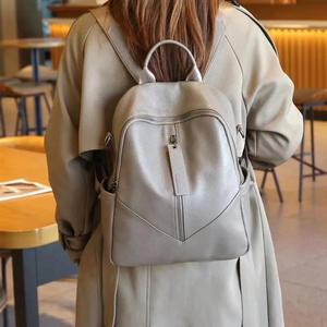 AndoBag Zipper <b>Backpacks</b> for Women Genuine Cow Leather Fashion <b>Large</b> Capacity Shoulder Bag Ladies Handbag 8539 - Product Image 3