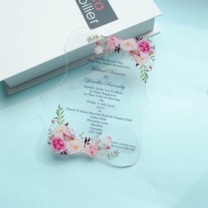 Tarjeta de Invitación de Boda de Acrílico PVC Personalizada, Invitación Transparente con Diseño Floral, Decoración de Regalo con Forma Personalizada, Guangdong - Product Image 1