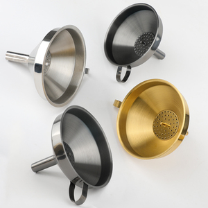 Funil de cozinha em aço inoxidável preto dourado, funil de metal de qualidade alimentar para filtragem de líquidos para cozinha - Product Image 1