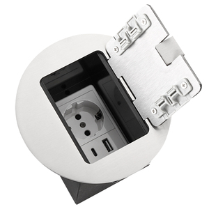 Nuevo Enchufe <span class=keywords><strong>de</strong></span> Corriente Circular Negro Empotrado con Estándar Europeo, Interfaz USB, Caja <span class=keywords><strong>de</strong></span> Enchufe <span class=keywords><strong>de</strong></span> Acero Inoxidable - Product Image 2