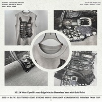 Tank Top Pria Katun Tebal Model Crinkle Cuci, Gaya Retro, untuk Olahraga Lari, Fitness, dan Gym, Koleksi Musim Panas Terbaru
