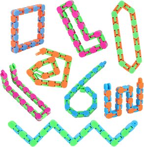 8 piezas de juguetes sensoriales de plástico de 24 eslabones para autismo, serpientes de clic, Wacky Tracks, juguetes antiestrés para niños - Product Image 1