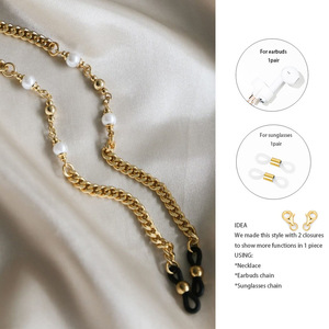 Occhiali in metallo perlato collana a catena auricolare Anti perso auricolari Airpods collane multifunzione - Product Image 1