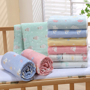 Manta de gasa para bebé Carlota, 110x110 cm, algodón puro, seis capas, toalla para bebés y niños pequeños, para baño y ropa de cama - Product Image 1