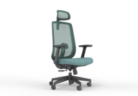 Chaise de bureau ergonomique pivotante pour manager, dossier haut, maille verte, hauteur réglable, cadre noir