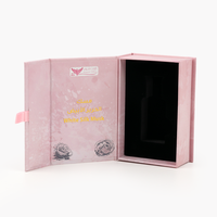 Boîtes en papier pour bougies parfumées, forme livre, imprimées à motif dégradé rose personnalisé avec feuille d'or, recyclables, avec fermeture magnétique et éponge