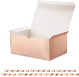 包装供应商高级礼品盒，带盖子的礼品盒，用于重量轻的礼品，草质纸礼盒玫瑰金